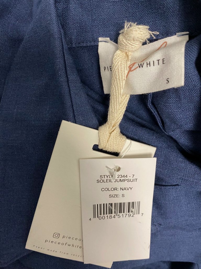 Piece Of White Women's Blue Soleil Shirtdress Linen Long Sleeve Jumpsuit Size S — image 3 of 3